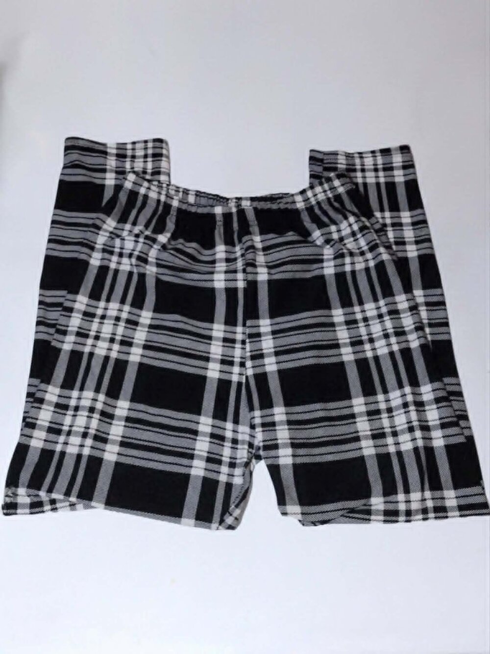 XXL - Hi-Waist Plaid Long Leggings - Black, Gray, White